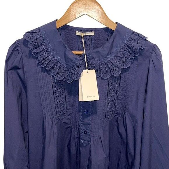 Doen Nerona Shirt Dress Atlantic Blue Edwardian Victorian Romantic Large NWT - Picture 4 of 13